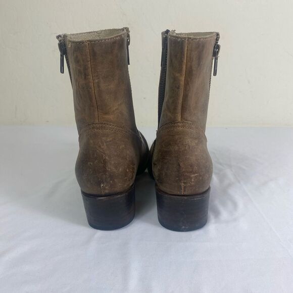 Freebird 7 brown Leather Ankle Boots with double zipper perfectly distressed - Picture 3 of 7
